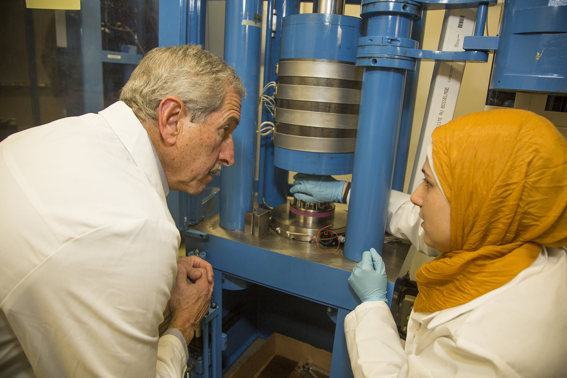 Mark Zoback & Fatemeg Rassouli in the lab