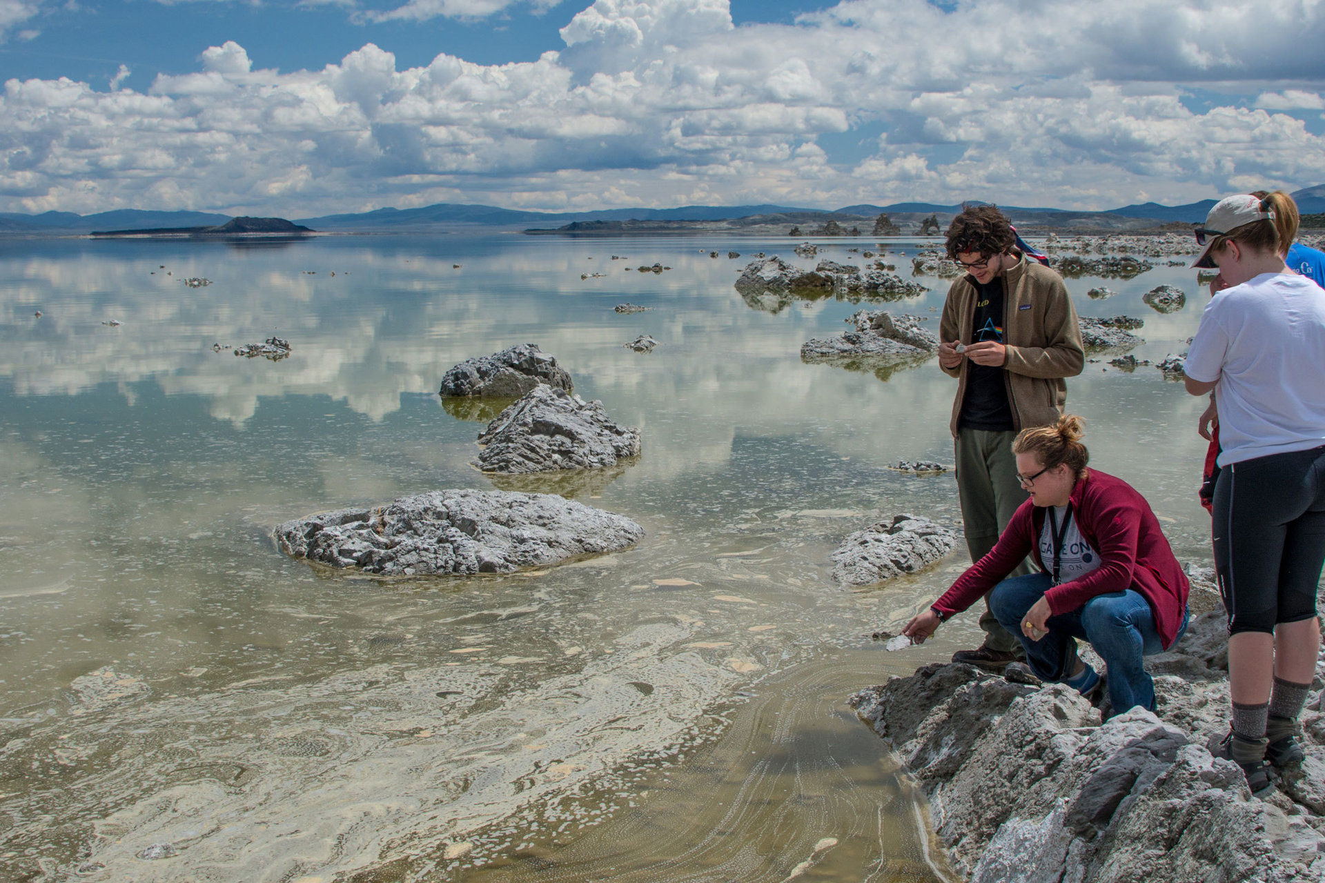 Students taking samples at Mono Lake